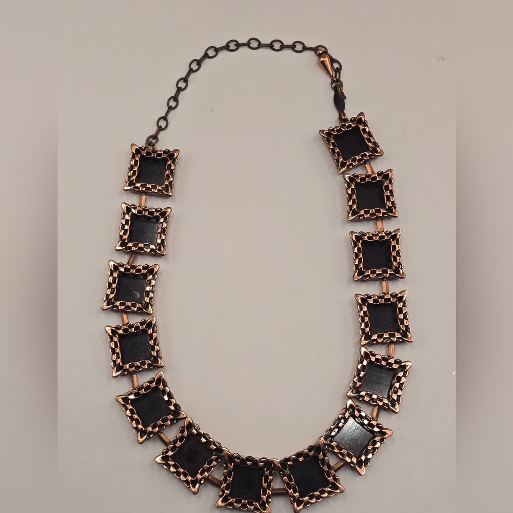 Vintage Modernist Renoir Copper Necklace Shadow Box Link Necklace